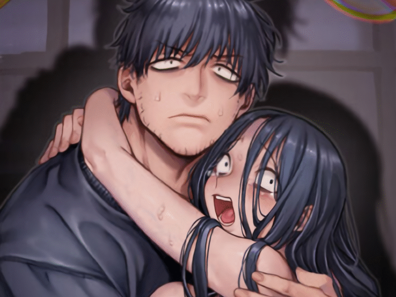 Fantasma sale de una TV para profanar al prota delante de su pareja