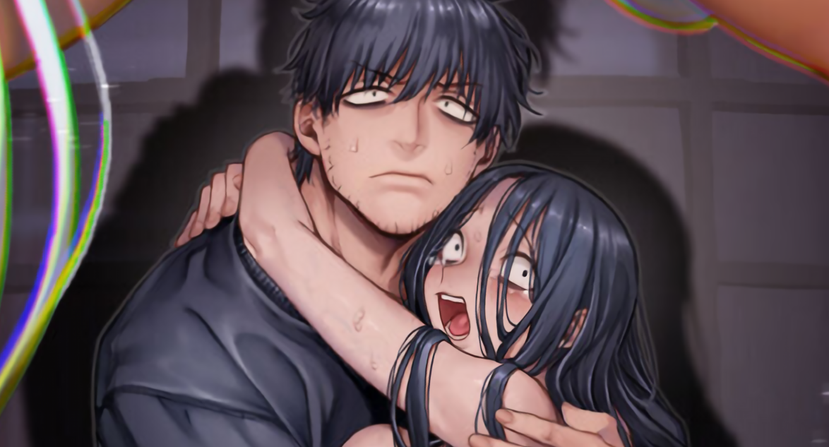 Fantasma sale de una TV para profanar al prota delante de su pareja